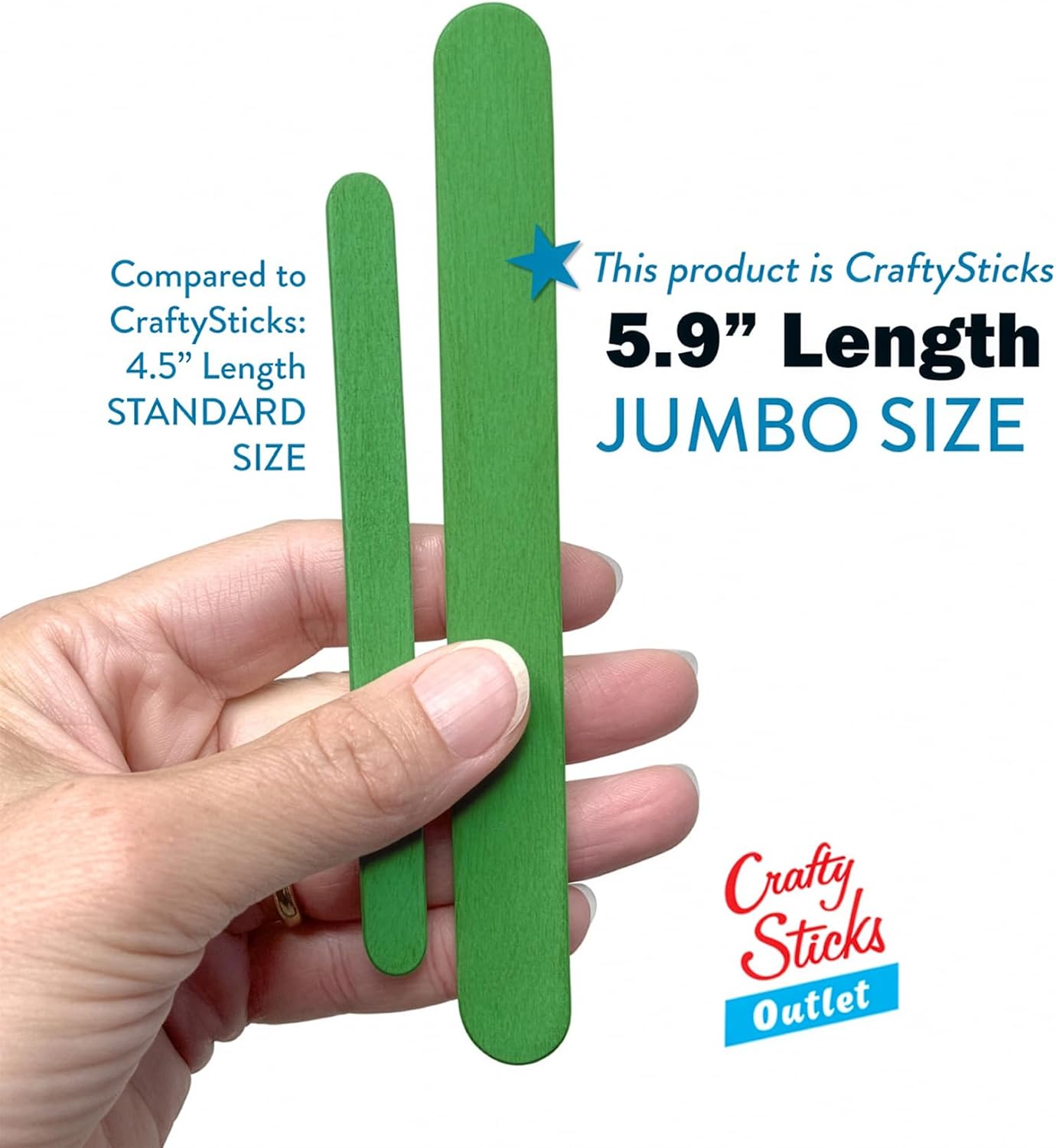 6 Inch Jumbo Craft Sticks, Yellow, 100 Pack | Jumbo wood sticks; actual size 5.9 x 0.7 in. Wider than standard popsicle sticks for crafts, classrooms and STEM projects.