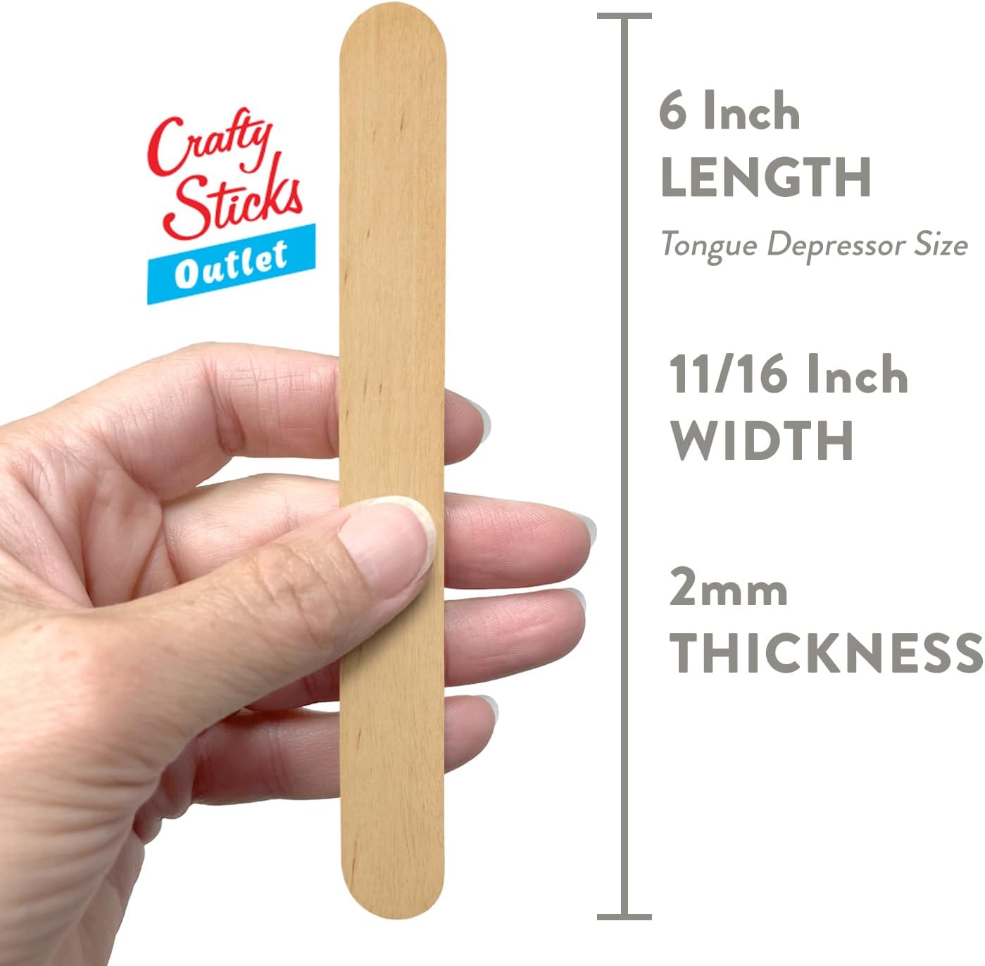6 Inch Jumbo Craft Sticks, Yellow, 100 Pack | Jumbo wood sticks; actual size 5.9 x 0.7 in. Wider than standard popsicle sticks for crafts, classrooms and STEM projects.