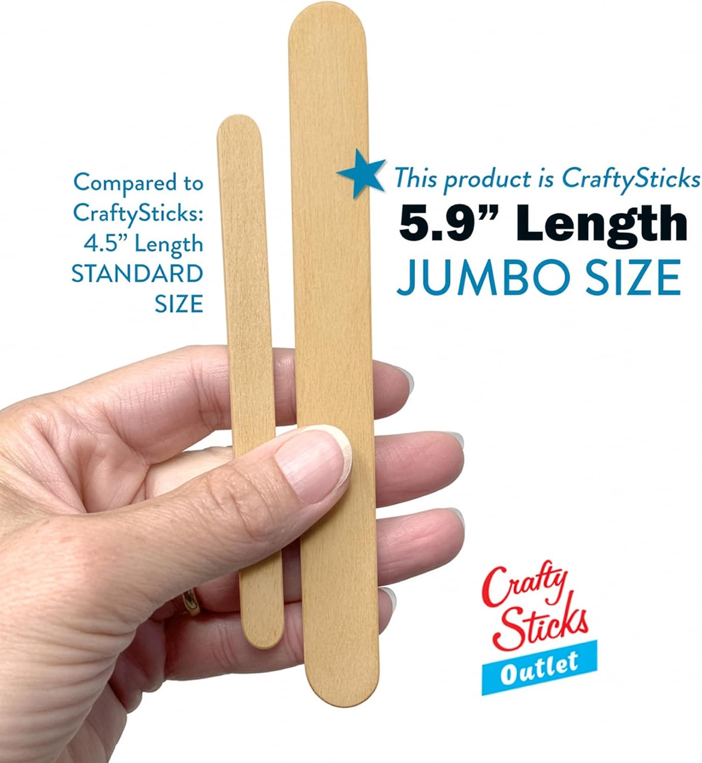 6 Inch Jumbo Craft Sticks, Yellow, 100 Pack | Jumbo wood sticks; actual size 5.9 x 0.7 in. Wider than standard popsicle sticks for crafts, classrooms and STEM projects.