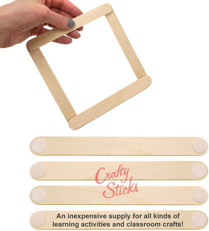 6 Inch Jumbo Craft Sticks, Yellow, 100 Pack | Jumbo wood sticks; actual size 5.9 x 0.7 in. Wider than standard popsicle sticks for crafts, classrooms and STEM projects.