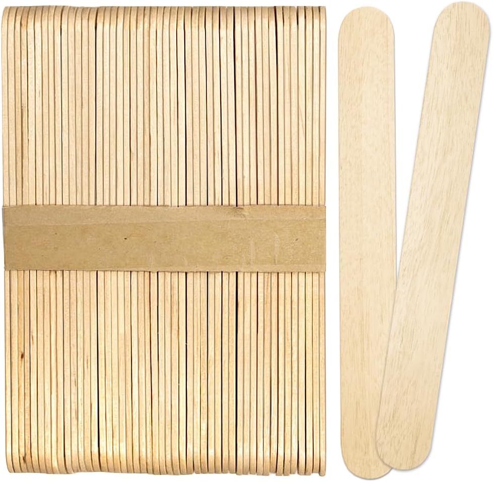6 Inch Jumbo Craft Sticks, Yellow, 100 Pack | Jumbo wood sticks; actual size 5.9 x 0.7 in. Wider than standard popsicle sticks for crafts, classrooms and STEM projects.