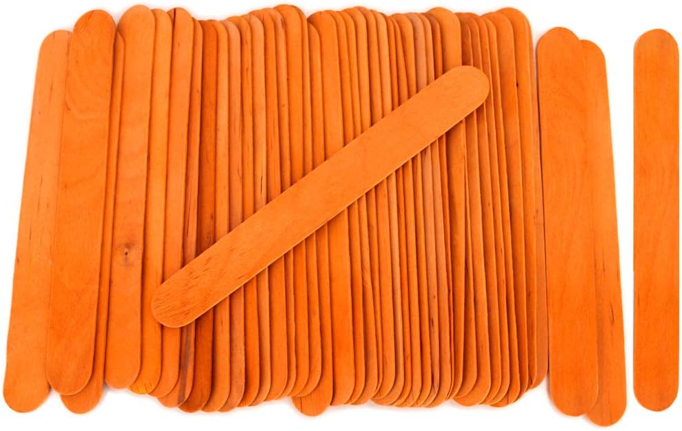 6 Inch Jumbo Craft Sticks, Yellow, 100 Pack | Jumbo wood sticks; actual size 5.9 x 0.7 in. Wider than standard popsicle sticks for crafts, classrooms and STEM projects.