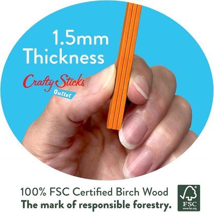 6 Inch Jumbo Craft Sticks, Yellow, 100 Pack | Jumbo wood sticks; actual size 5.9 x 0.7 in. Wider than standard popsicle sticks for crafts, classrooms and STEM projects.