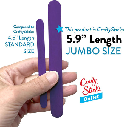6 Inch Jumbo Craft Sticks, Yellow, 100 Pack | Jumbo wood sticks; actual size 5.9 x 0.7 in. Wider than standard popsicle sticks for crafts, classrooms and STEM projects.