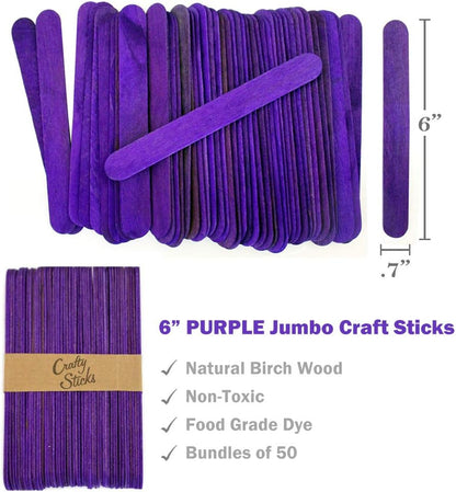 6 Inch Jumbo Craft Sticks, Yellow, 100 Pack | Jumbo wood sticks; actual size 5.9 x 0.7 in. Wider than standard popsicle sticks for crafts, classrooms and STEM projects.
