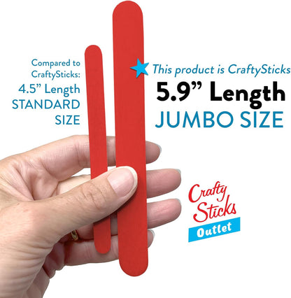 6 Inch Jumbo Craft Sticks, Yellow, 100 Pack | Jumbo wood sticks; actual size 5.9 x 0.7 in. Wider than standard popsicle sticks for crafts, classrooms and STEM projects.