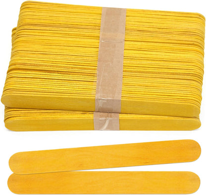 6 Inch Jumbo Craft Sticks, Yellow, 100 Pack | Jumbo wood sticks; actual size 5.9 x 0.7 in. Wider than standard popsicle sticks for crafts, classrooms and STEM projects.