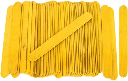 6 Inch Jumbo Craft Sticks, Yellow, 100 Pack | Jumbo wood sticks; actual size 5.9 x 0.7 in. Wider than standard popsicle sticks for crafts, classrooms and STEM projects.