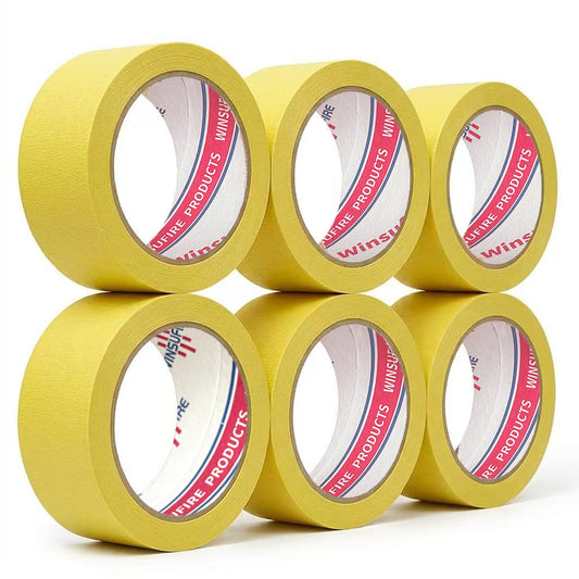 Yellow Masking Tape, Colored Painters Tape for Arts and Crafts,Heat-Resistant mask Tape Use for car Surface Masking Spray, 6 Rolls, 2Inch x 30Yards Total 180 Yards. (Yellow)