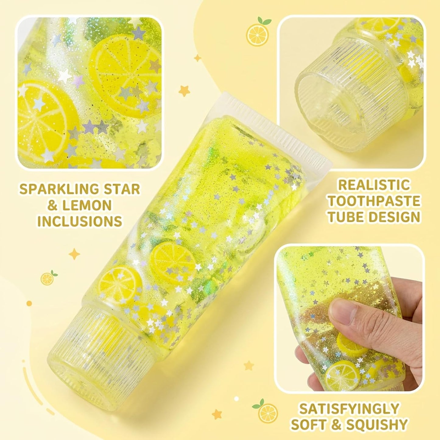 Toothpaste Squishy, Desk Companion Item, Portable Item for Daily Use, Vibrant Lemon Yellow Design, One Count