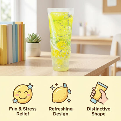 Toothpaste Squishy, Desk Companion Item, Portable Item for Daily Use, Vibrant Lemon Yellow Design, One Count