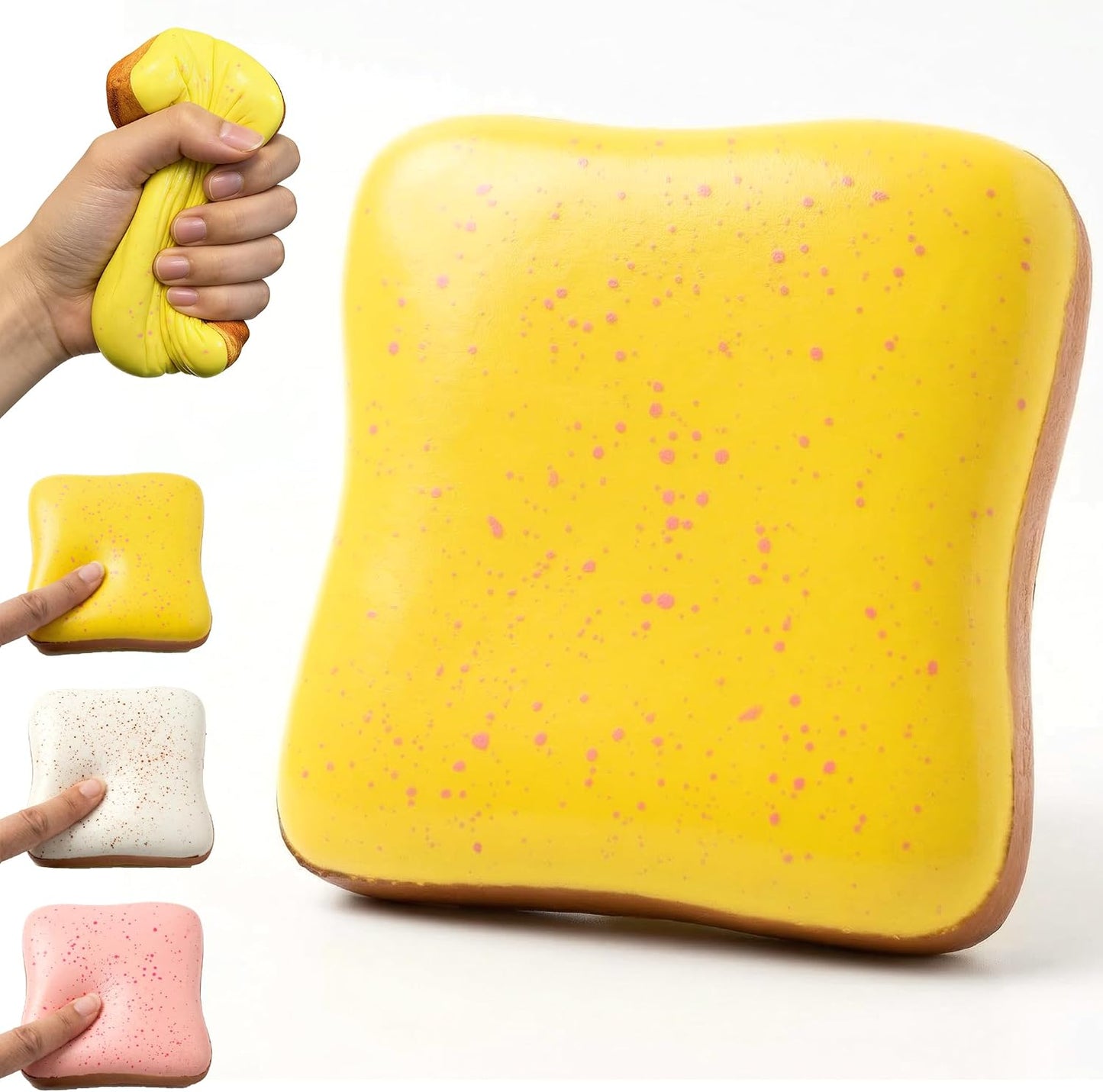 Slow Rising Squishy Butter Bread Squishy, Sensory Fidget Toys for Adults & Teens ADHD Anxiety Relief, Realistic Bread Squishies with Butter Scent, Fun Party Favors & Stocking Stuffers Gift (Yellow)