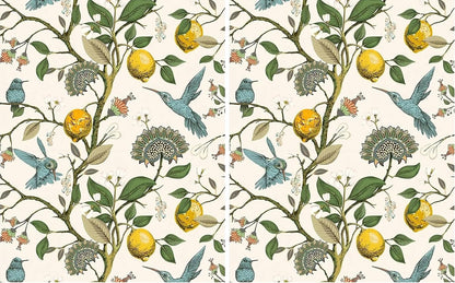 Blue Bird Wallpaper Fresh Lemon Tree Peel and Stick Wallpaper | Vintage Botanical Bird Fruit Self Adhesive Wall Paper Removable Waterproof Prepasted Contact Paper Wall Mural 17.7in x 9.8ft