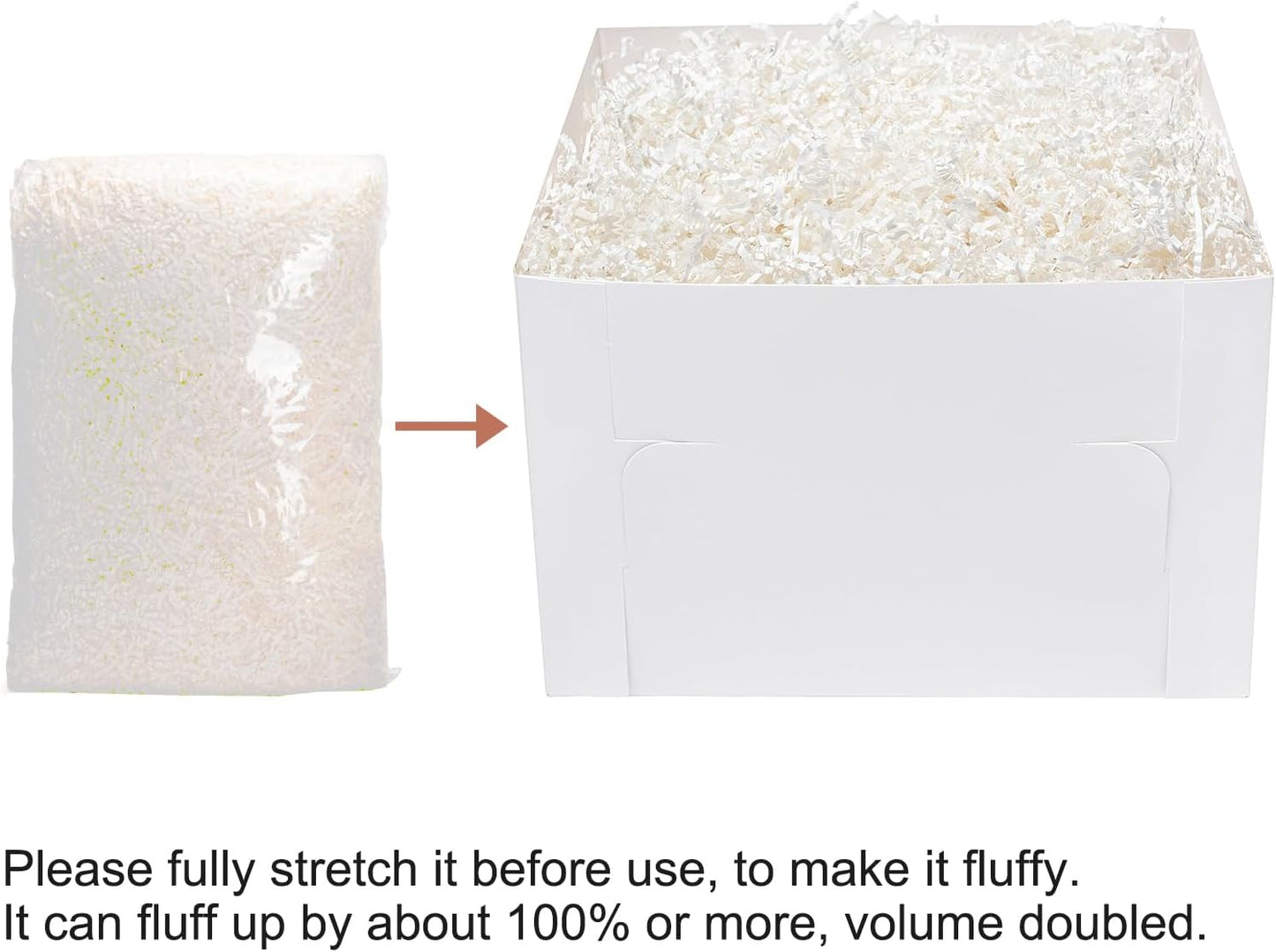 1/2 LB Crinkle Paper Filler 8 oz White Shredded Paper for Gift Box | Gift Basket Bag Filler - Grass Cushion Stuffing for Easter, Mother's day, Birthday Packaging Wrapping Crinkle Cut Paper Shred