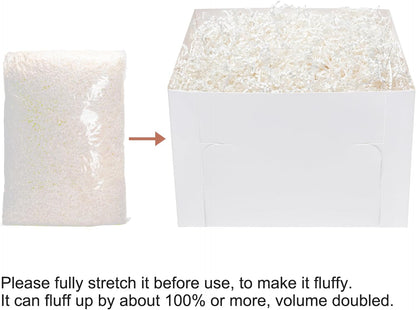 1/2 LB Crinkle Paper Filler 8 oz White Shredded Paper for Gift Box | Gift Basket Bag Filler - Grass Cushion Stuffing for Easter, Mother's day, Birthday Packaging Wrapping Crinkle Cut Paper Shred