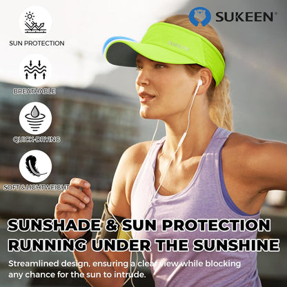 Lightweight Sports Sun Visor Hat for Men Women | Packable, breathable, quick-dry, UPF50+ cooling visor hat, stretch fit, for running, tennis, golf, pickleball, softball