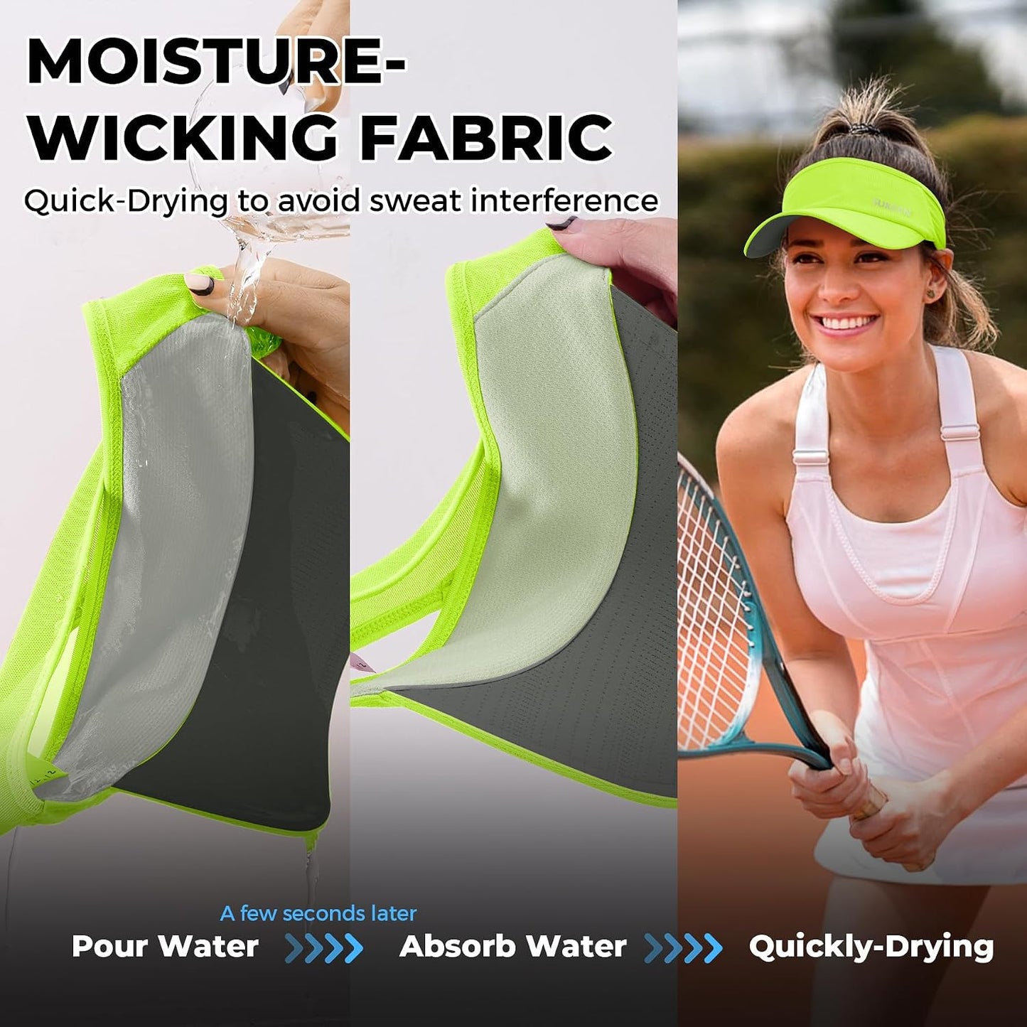 Lightweight Sports Sun Visor Hat for Men Women | Packable, breathable, quick-dry, UPF50+ cooling visor hat, stretch fit, for running, tennis, golf, pickleball, softball