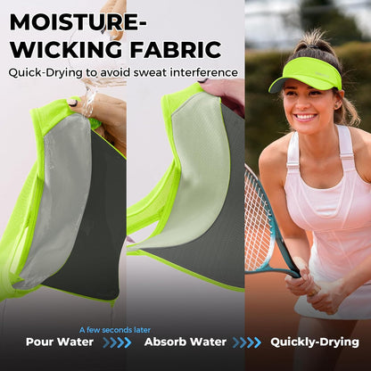 Lightweight Sports Sun Visor Hat for Men Women | Packable, breathable, quick-dry, UPF50+ cooling visor hat, stretch fit, for running, tennis, golf, pickleball, softball