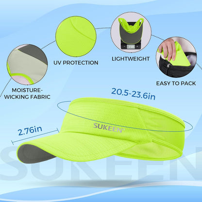 Lightweight Sports Sun Visor Hat for Men Women | Packable, breathable, quick-dry, UPF50+ cooling visor hat, stretch fit, for running, tennis, golf, pickleball, softball