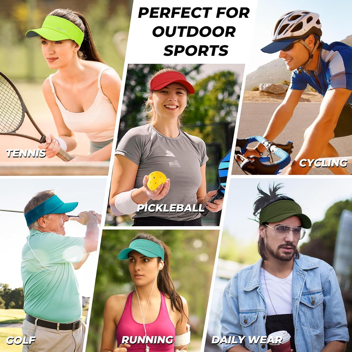 Lightweight Sports Sun Visor Hat for Men Women | Packable, breathable, quick-dry, UPF50+ cooling visor hat, stretch fit, for running, tennis, golf, pickleball, softball