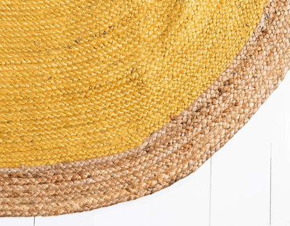 Indian Handmade Braided Inner Yellow Natural Jute Area Rug, Jute Rug, Living Room, Bedroom, Doormat Rug Size - 2.3 x 4 Feet Oval (69 cm x 120 cm)