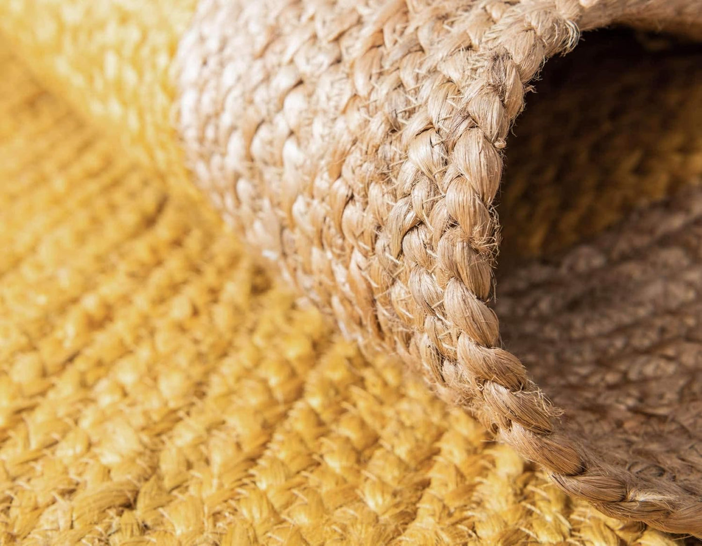 Indian Handmade Braided Inner Yellow Natural Jute Area Rug, Jute Rug, Living Room, Bedroom, Doormat Rug Size - 2.3 x 4 Feet Oval (69 cm x 120 cm)