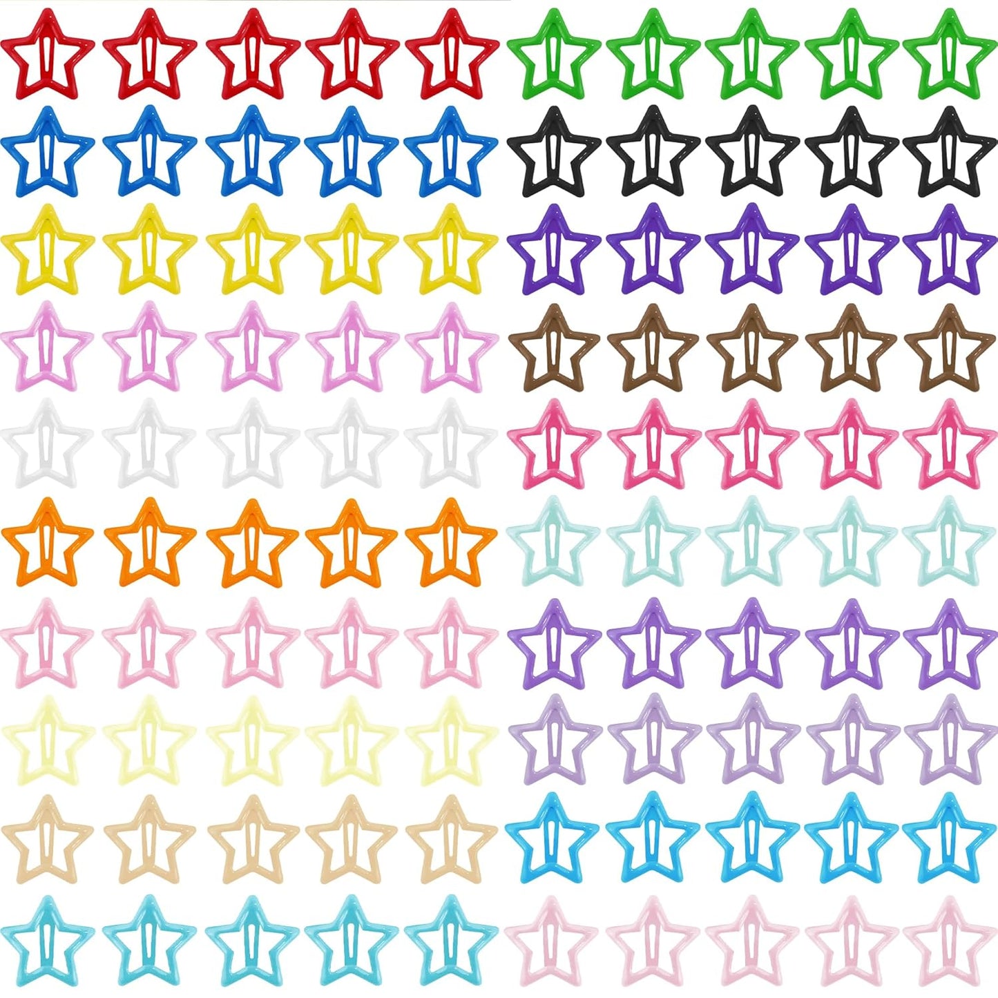 Star Hair Clips Multicolor 2000s Y2K Hair Accessories-100PCS 1.18" | Snap Hair Barrettes Non Slip Star Metal Hair Clips for Girls Women