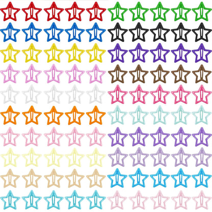 Star Hair Clips Multicolor 2000s Y2K Hair Accessories-100PCS 1.18" | Snap Hair Barrettes Non Slip Star Metal Hair Clips for Girls Women