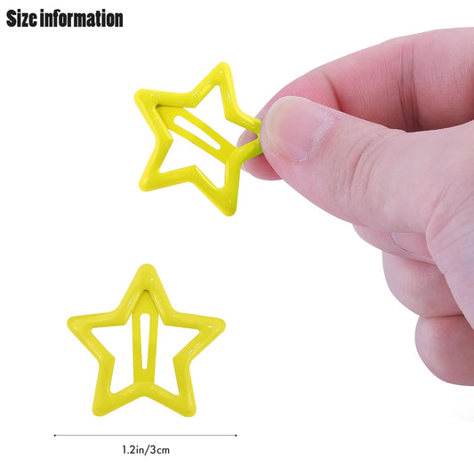 Star Hair Clips Multicolor 2000s Y2K Hair Accessories-100PCS 1.18" | Snap Hair Barrettes Non Slip Star Metal Hair Clips for Girls Women