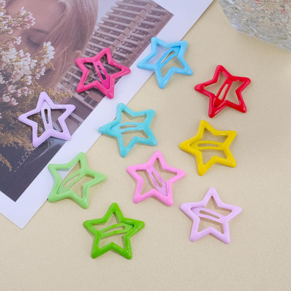 Star Hair Clips Multicolor 2000s Y2K Hair Accessories-100PCS 1.18" | Snap Hair Barrettes Non Slip Star Metal Hair Clips for Girls Women