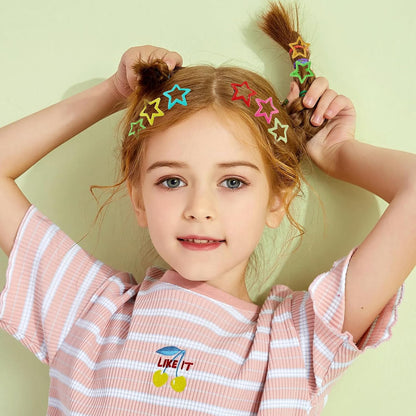 Star Hair Clips Multicolor 2000s Y2K Hair Accessories-100PCS 1.18" | Snap Hair Barrettes Non Slip Star Metal Hair Clips for Girls Women
