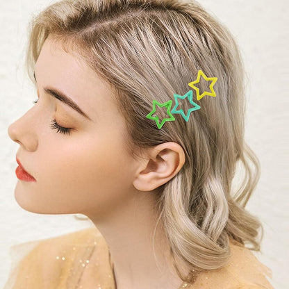 Star Hair Clips Multicolor 2000s Y2K Hair Accessories-100PCS 1.18" | Snap Hair Barrettes Non Slip Star Metal Hair Clips for Girls Women