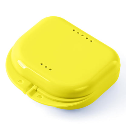 Retainer Case with Vent Holes, Orthodontic Mouth Guard Case, Yellow | Dental Storage Container Plastic, Mouth Guard Holder with Snap Lock