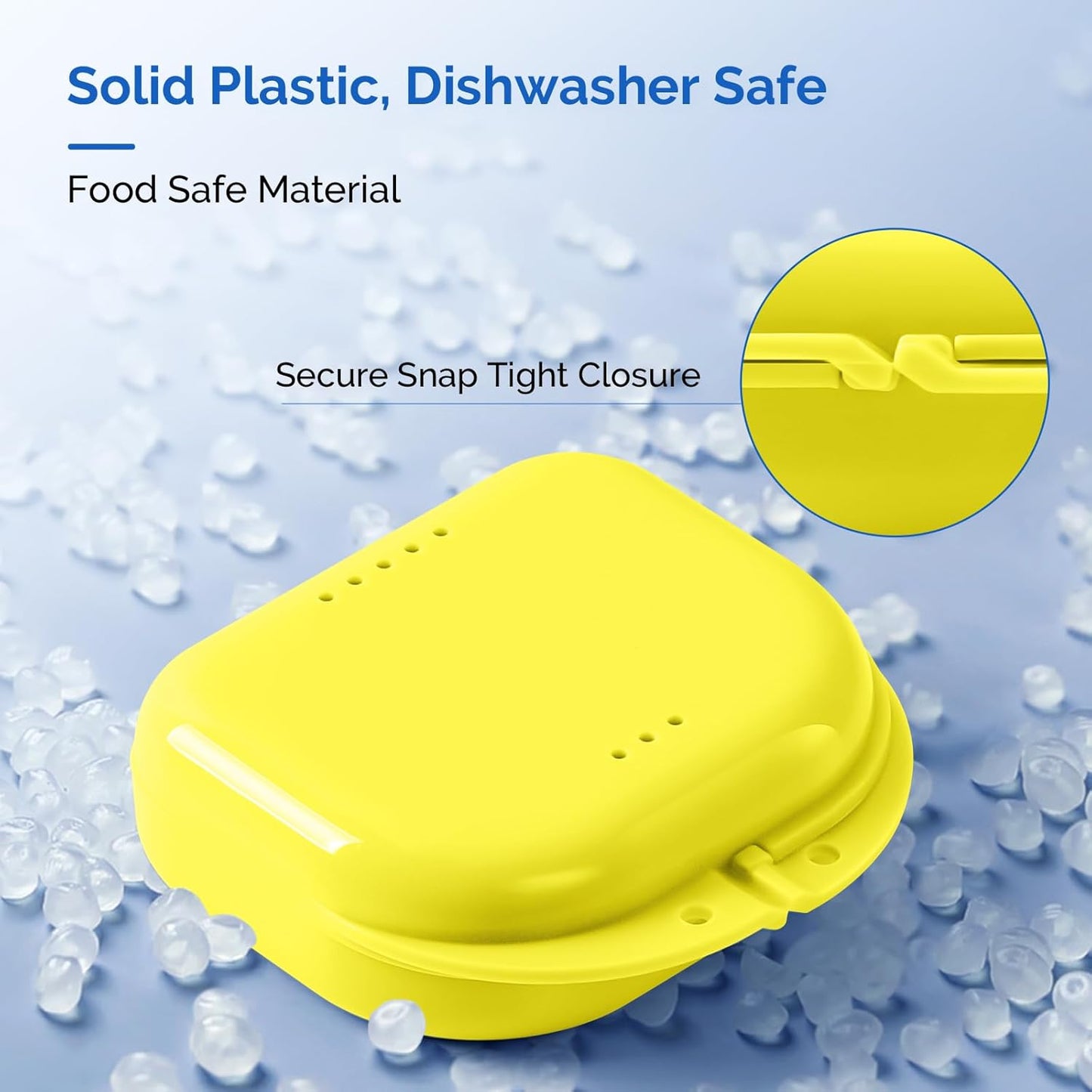 Retainer Case with Vent Holes, Orthodontic Mouth Guard Case, Yellow | Dental Storage Container Plastic, Mouth Guard Holder with Snap Lock