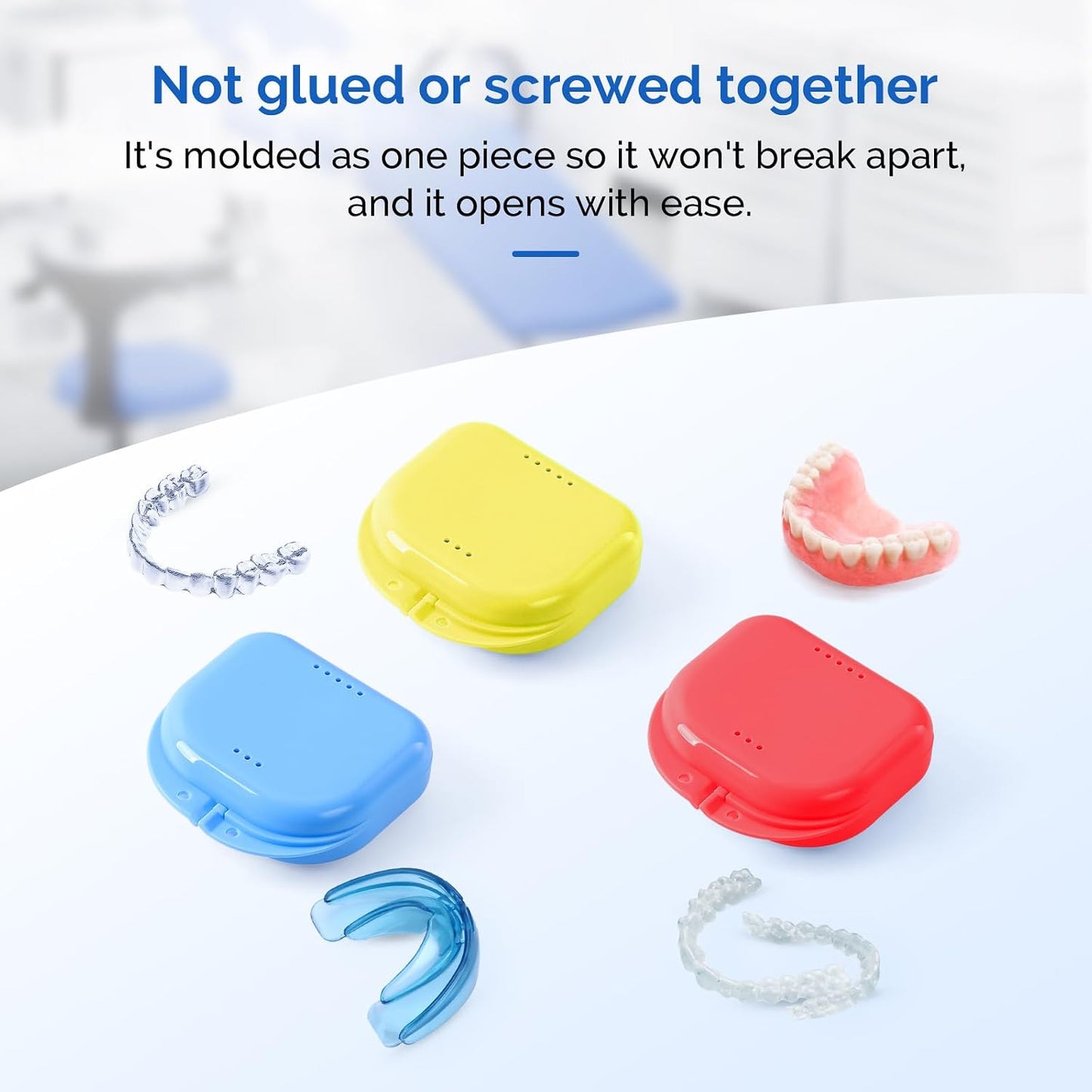 Retainer Case with Vent Holes, Orthodontic Mouth Guard Case, Yellow | Dental Storage Container Plastic, Mouth Guard Holder with Snap Lock