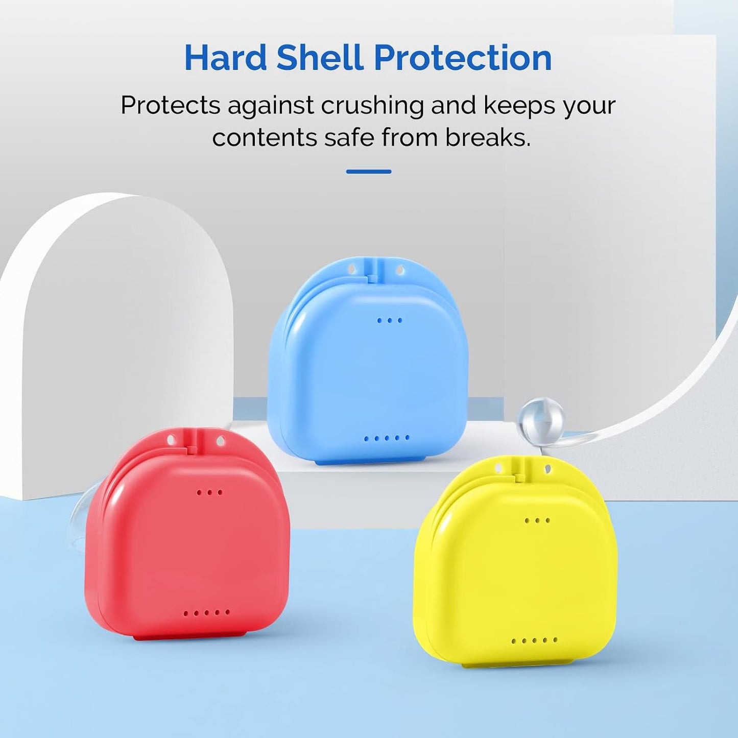 Retainer Case with Vent Holes, Orthodontic Mouth Guard Case, Yellow | Dental Storage Container Plastic, Mouth Guard Holder with Snap Lock