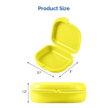 Retainer Case with Vent Holes, Orthodontic Mouth Guard Case, Yellow | Dental Storage Container Plastic, Mouth Guard Holder with Snap Lock