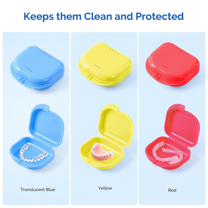 Retainer Case with Vent Holes, Orthodontic Mouth Guard Case, Yellow | Dental Storage Container Plastic, Mouth Guard Holder with Snap Lock