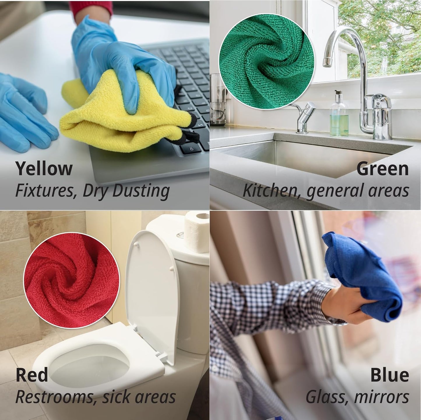 Essentials Premium Microfiber Cleaning Cloth 16"x16" - Reusable, Washable, Non-Scratch, Microfiber Towels for Cleaning, Dusting, Polishing, High Absorbency & Durability, Yellow, 96-Pack