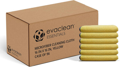 Essentials Premium Microfiber Cleaning Cloth 16"x16" - Reusable, Washable, Non-Scratch, Microfiber Towels for Cleaning, Dusting, Polishing, High Absorbency & Durability, Yellow, 96-Pack