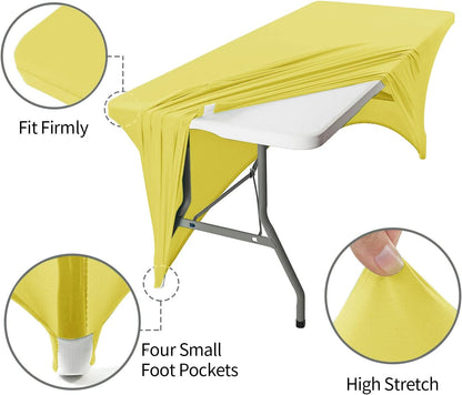 6FT Spandex Table Cover Rectangular Stretch Spandex Tablecloth (Yellow,6FT)