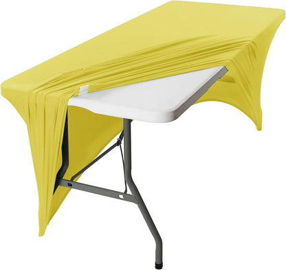 6FT Spandex Table Cover Rectangular Stretch Spandex Tablecloth (Yellow,6FT)