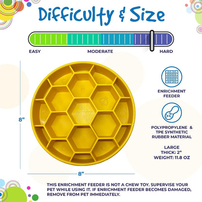 Honeycomb Enrichment Bowl – Durable Slow Feeder Bowl Made in USA from Non-Toxic, Pet-Safe, Food Safe Material for Mental Stimulation, Slowing Down Eating, Healthy Digestion, & More