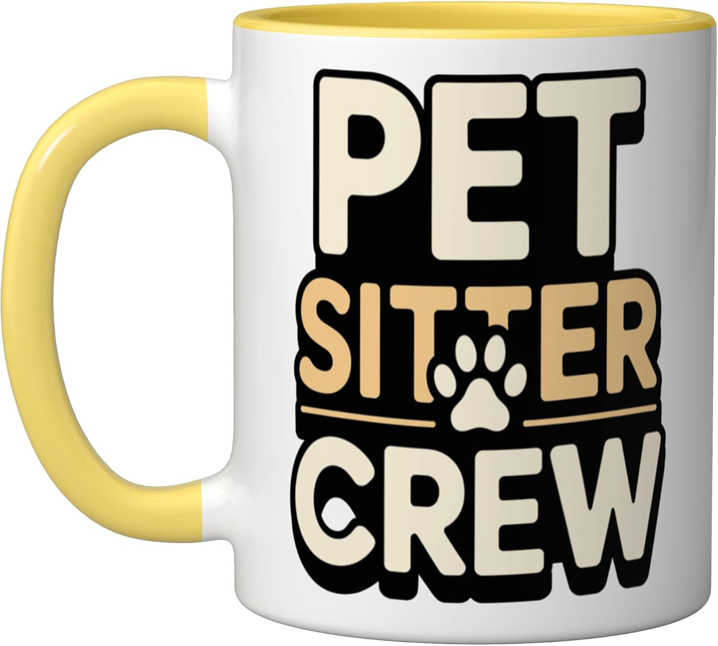 Pet Sitter Crew Pet Care Squad Ceramic Mug, Yellow/White