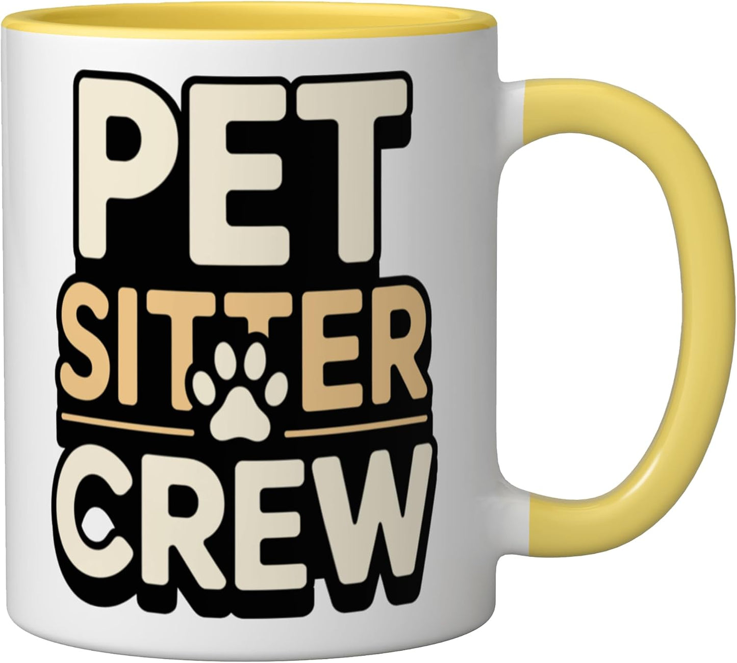 Pet Sitter Crew Pet Care Squad Ceramic Mug, Yellow/White