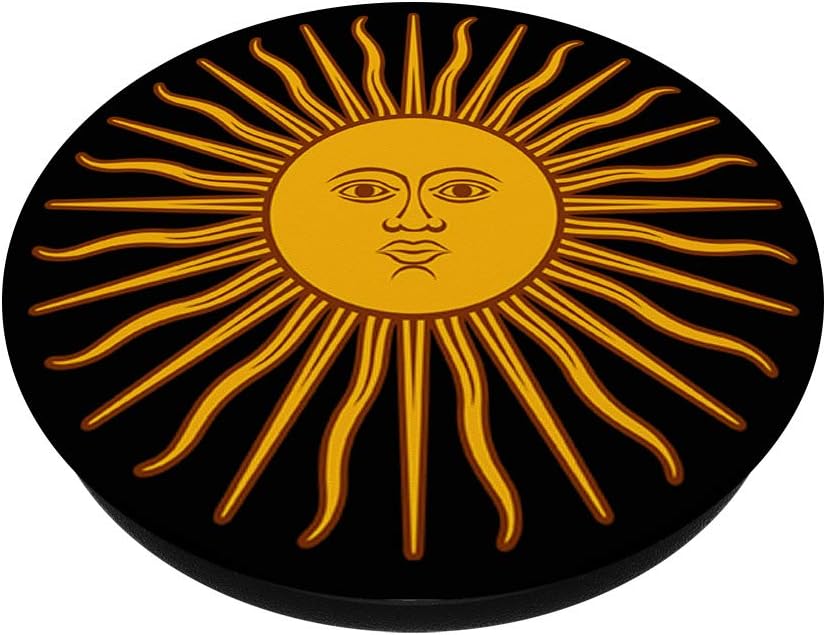 Yellow shining bright Sun with face pattern PopSockets PopGrip: Swappable Grip for Phones & Tablets