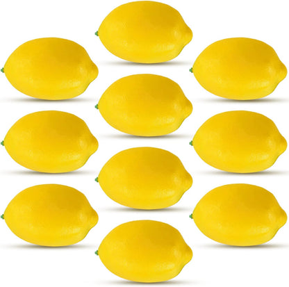 10pcs Artificial Lemons Simulation Lifelike Lemons Fake Fruit for Home Kitchen Wedding Party Decoration Photography (Big Size, Yellow)