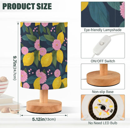 Bedside Table Lamp Lemon Yellow Citrus Fruits (14) Kids Nightstand Lamp Night Light Fabric Shade for Bedroom Living Room Home Office