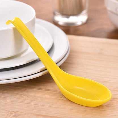 10pcs/set Melamine Rice Spoon Tableware Dinnerware Soup Spoons Imitation Ceramic Utensil (10, Yellow)