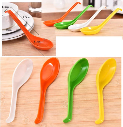 10pcs/set Melamine Rice Spoon Tableware Dinnerware Soup Spoons Imitation Ceramic Utensil (10, Yellow)